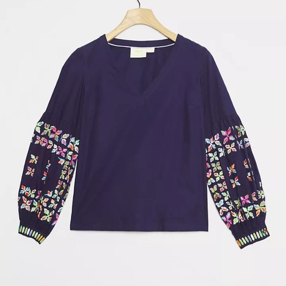 Anthropologie NEW Maeve Sonja Embroidered BlouSE top SIZE 0 new with tag - Picture 2 of 7